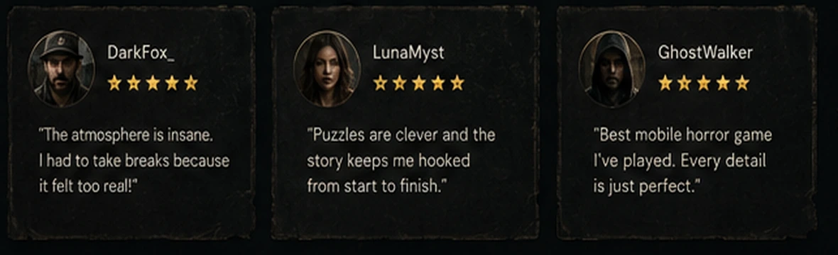 True Garden player review cards with horror game avatars