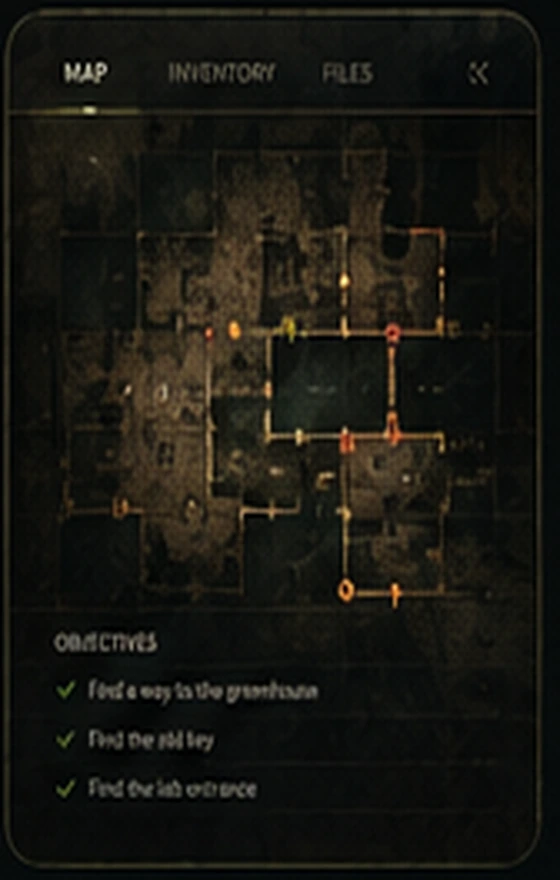 True Garden objective map screen showing routes and goals